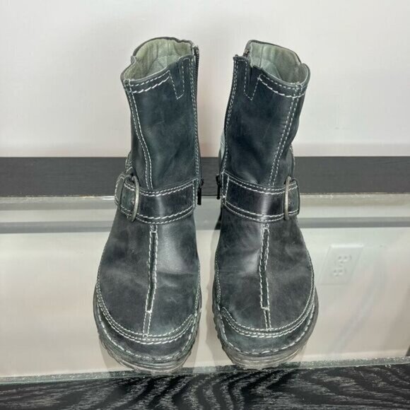 Josef Seibel Women’s Size 38 Spirit of Nature Dark Grey Leather Moto Style Boot - Picture 3 of 15